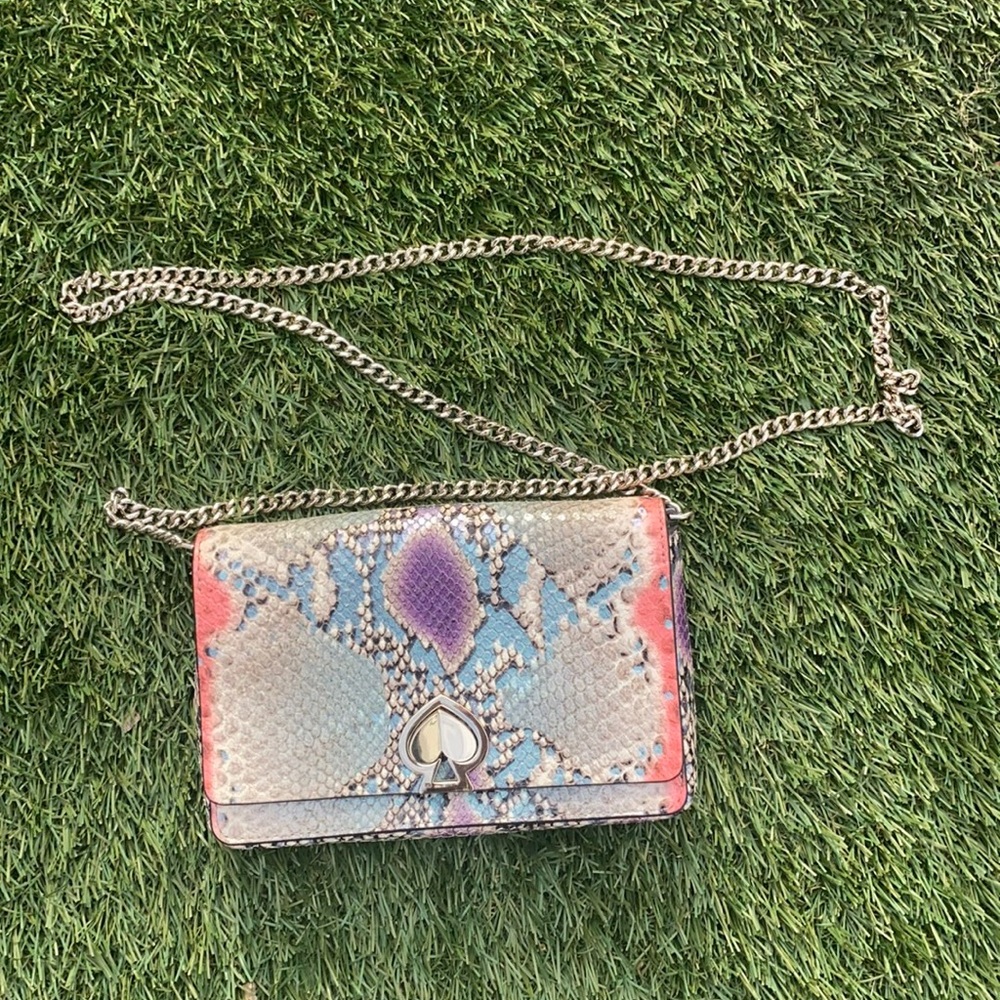Kate spade nicola twist lock small chain shoulder bag snake print